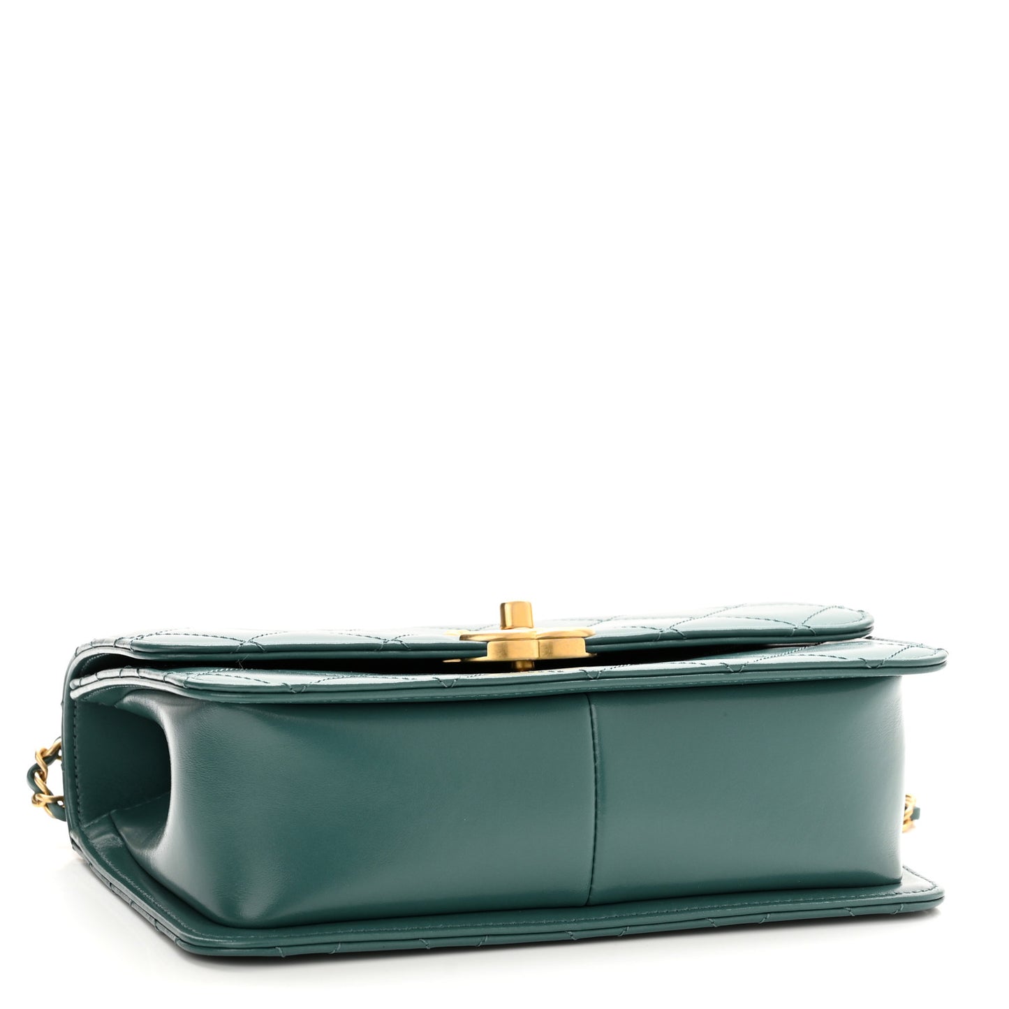 Calfskin Quilted Perfect Fit Flap Green