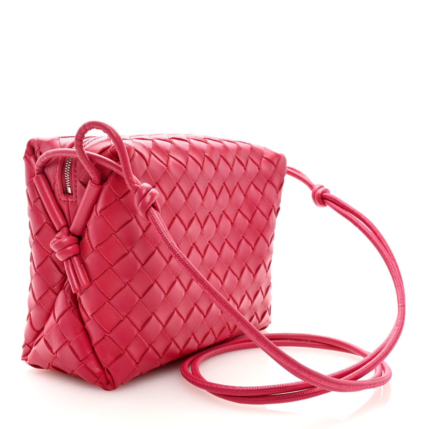 Nappa Intrecciato Small Loop Camera Bag Cranberry