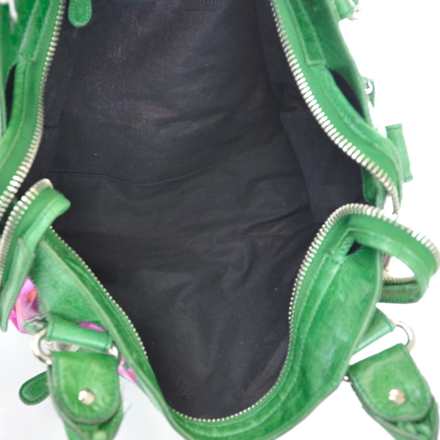 Balenciaga Agneau Canvas Floral Giant 21 Silver Hardware City Green GSH 10 of 10