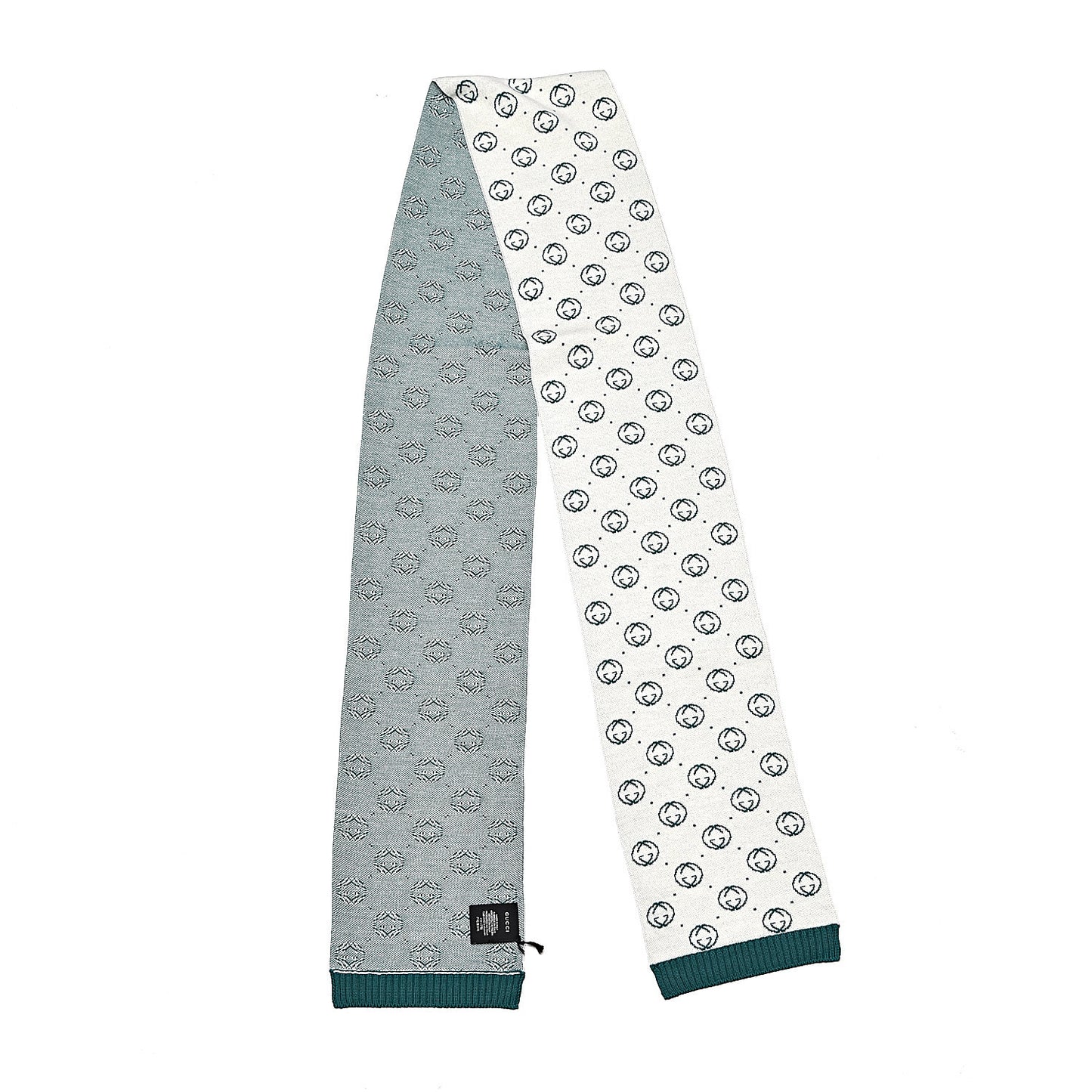 X DAPPER DAN Wool Tricot Micro Interlocking G Gigang Scarf Ivory Dark Green