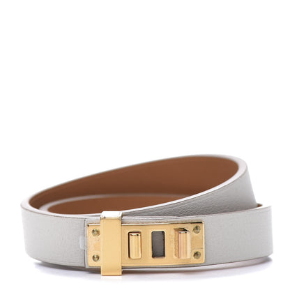 Hermes Swift Mini Dog Double Tour Bracelet T2 Gris Perle 1 of 6