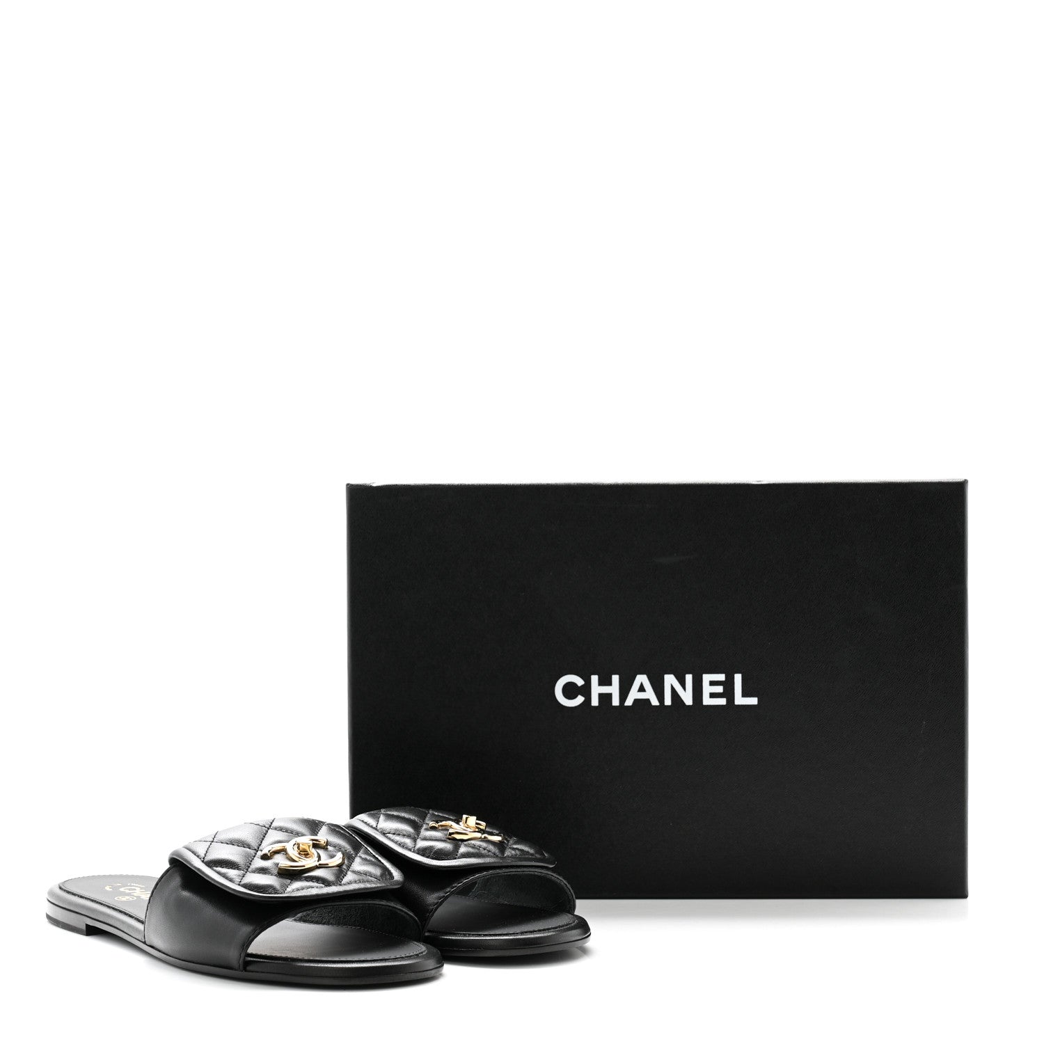Chanel Lambskin Quilted Turnlock Flat Mules 39.5 Black 9 of 9