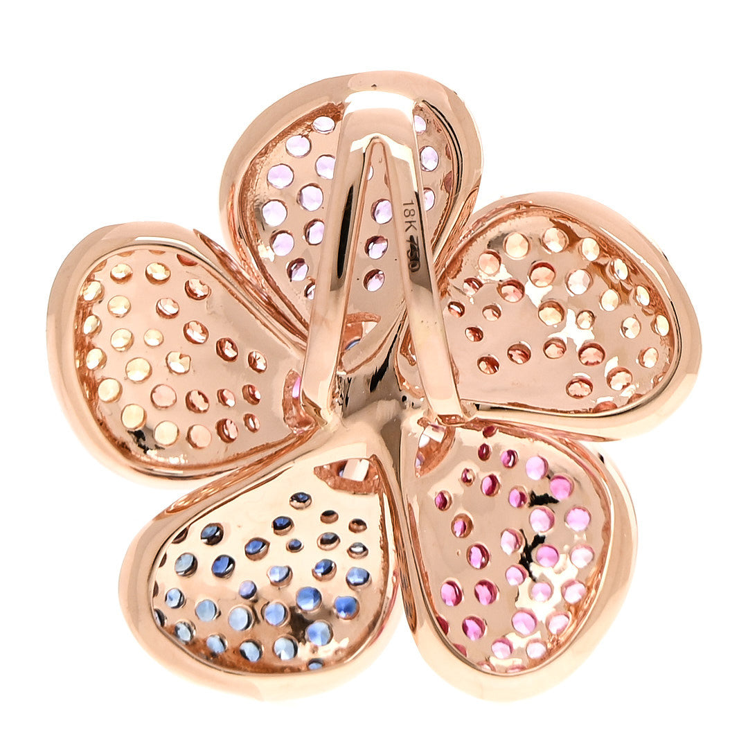 18K Rose Gold Diamond Sapphire Amethyst Flower Pendant