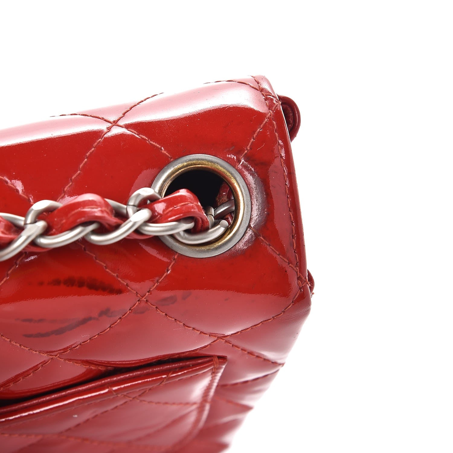 Chanel Patent Quilted Mini Square Flap Red 11 of 11