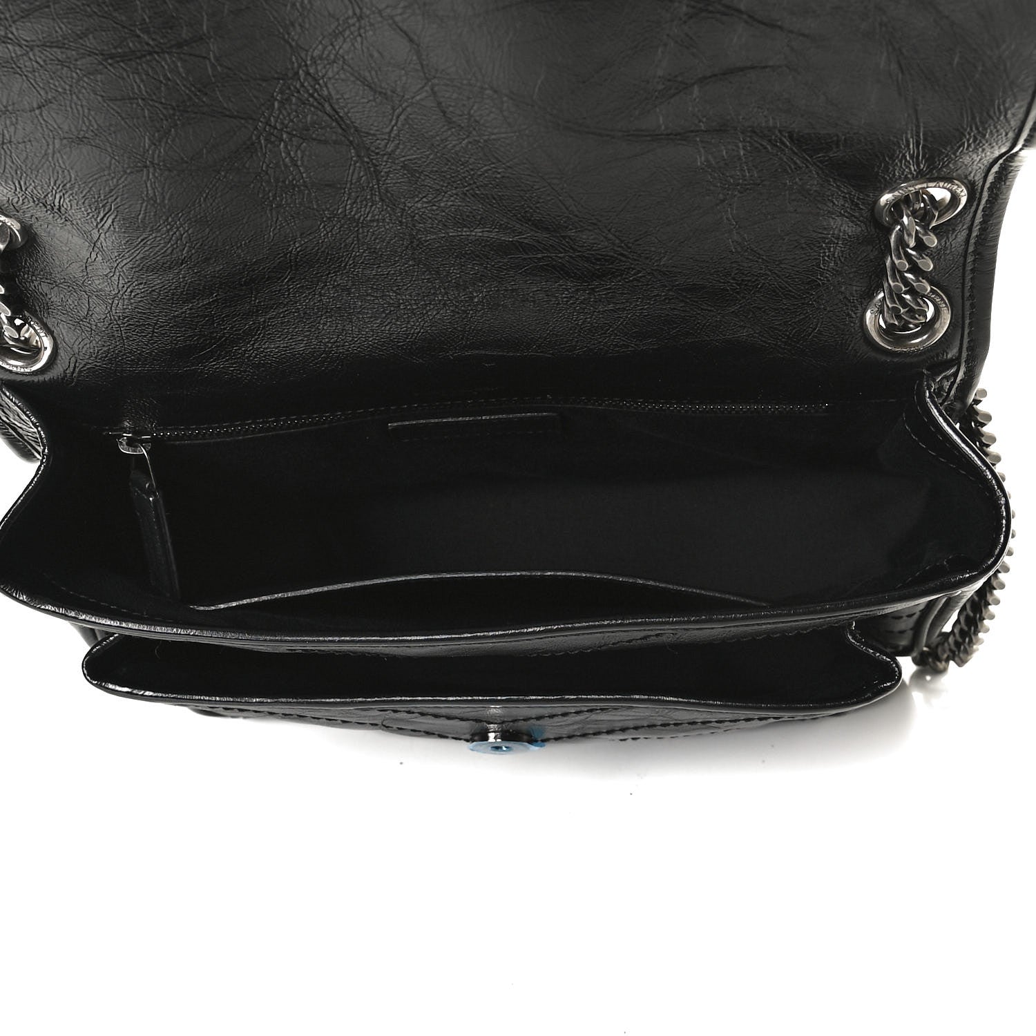 Saint Laurent Crinkled Calfskin Matelasse Monogram Medium Niki Chain Satchel Black 5 of 13