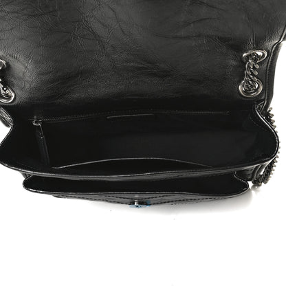 Saint Laurent Crinkled Calfskin Matelasse Monogram Medium Niki Chain Satchel Black 5 of 13