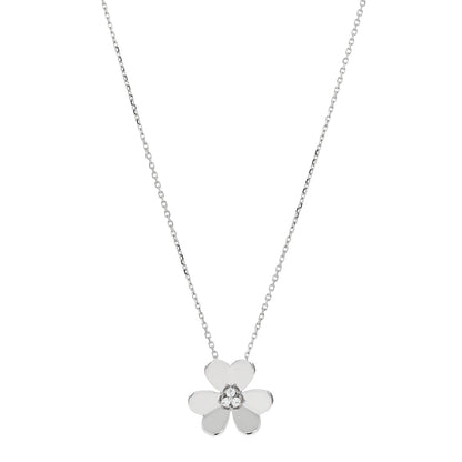 Van Cleef & Arpels 18K White Gold Diamond Large Frivole Pendant Necklace 1 of 5