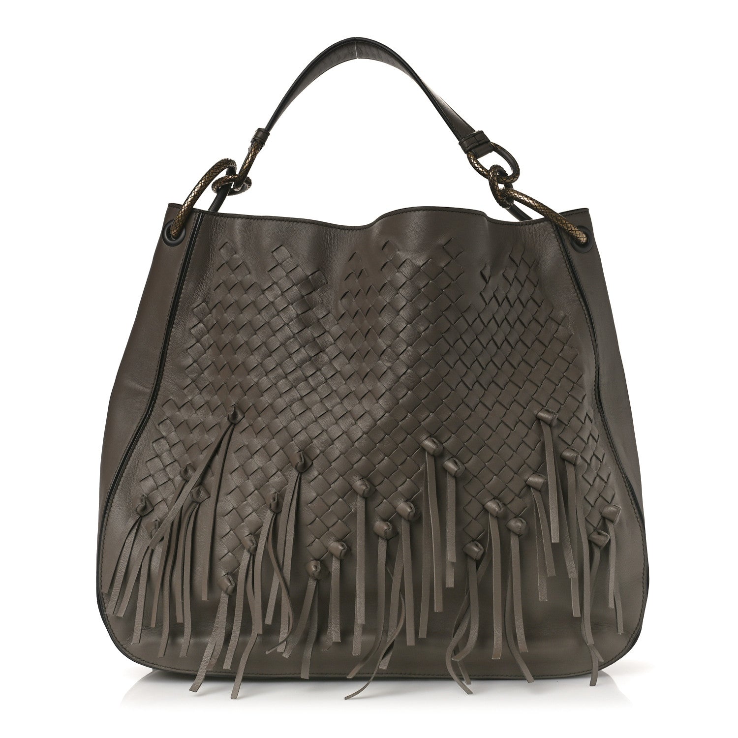 Bottega Veneta Nappa Intrecciato Fringe Large Brio Loop Hobo Brown 1 of 8