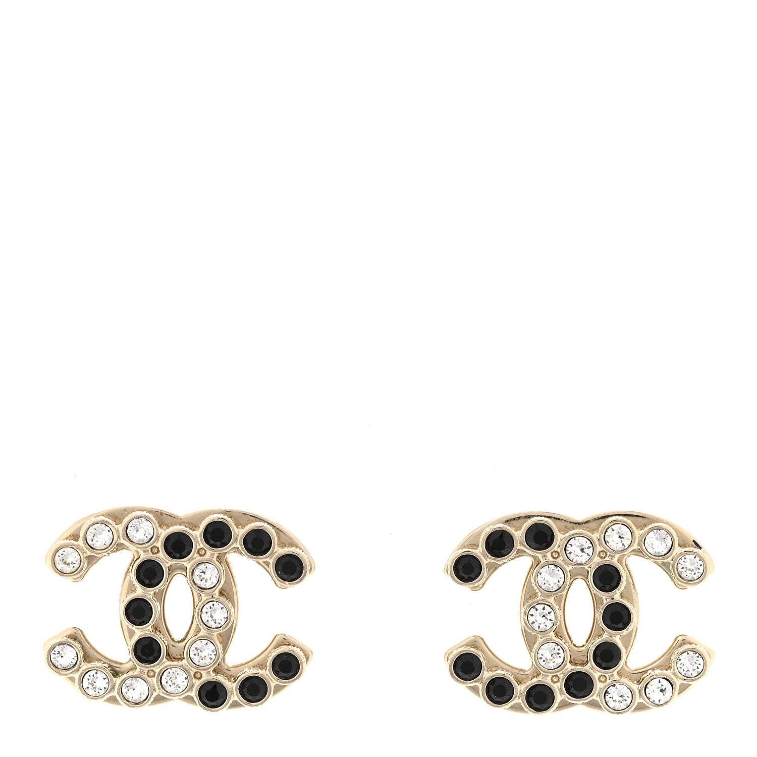 Chanel Crystal CC Earrings Black Gold 1 of 5