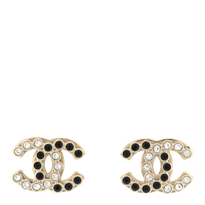 Chanel Crystal CC Earrings Black Gold 1 of 5