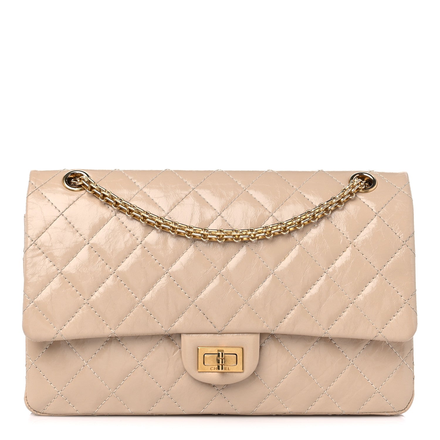 Chanel Distressed Patent Quilted 2.55 Reissue 226 Flap Beige 1 of 11