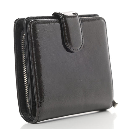 Chanel Patent Goatskin Compact French Wallet Dark Brown 3 of 12
