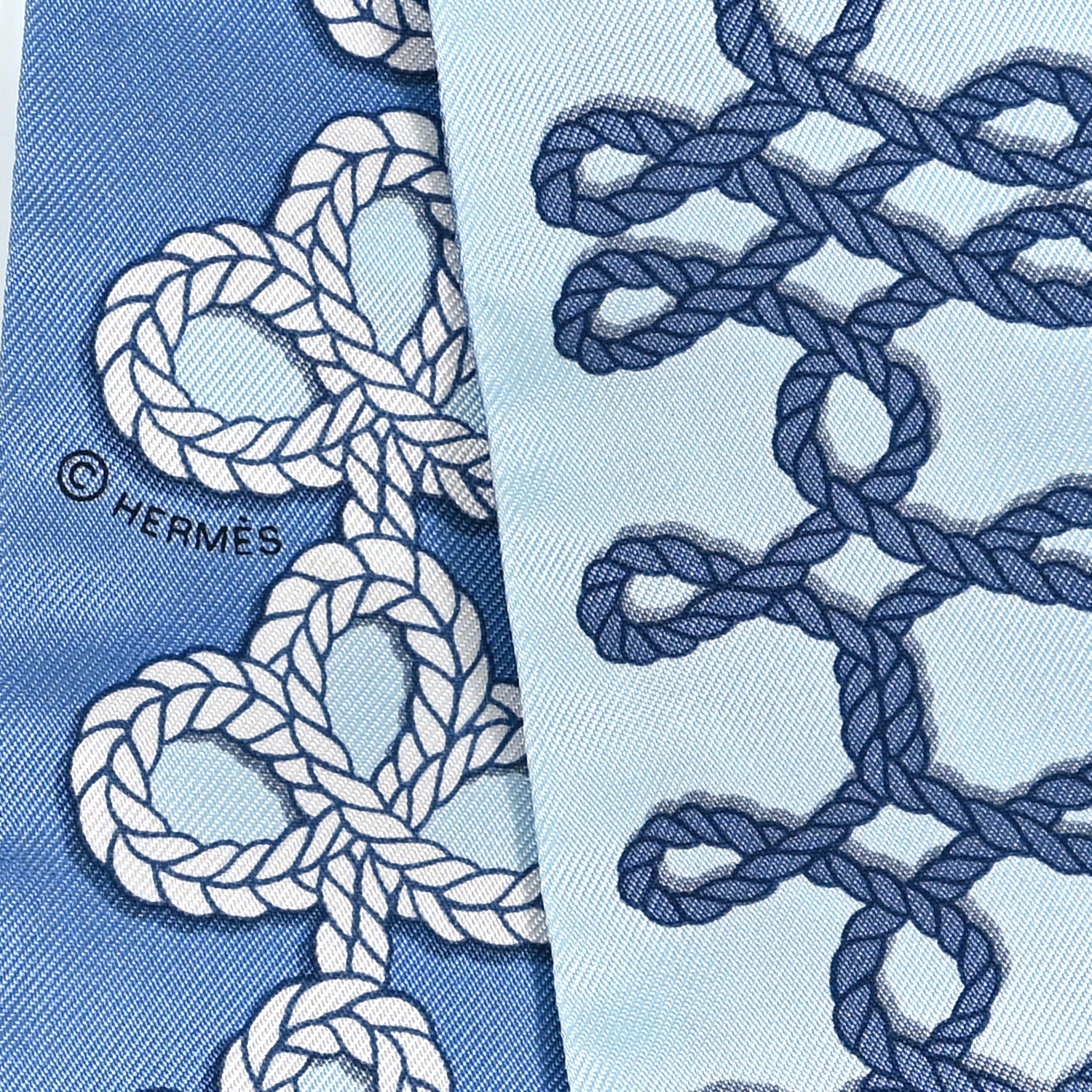 Hermes Silk Galons Et Brandebourg Twilly Ciel Ocean White 4 of 4