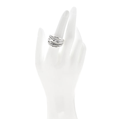 David Yurman Sterling Silver 18mm Wide Crossover Cable Ring 57 8 2 of 4