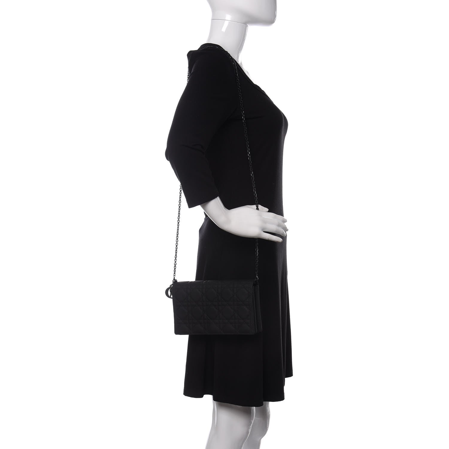 Christian Dior Ultra Matte Calfskin Cannage Lady Dior Clutch Black 2 of 11