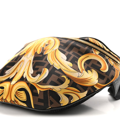 Fendi X VERSACE Nylon Cuoio Romano Fendace FF Baroque Belt Bag Black Gold 9 of 10