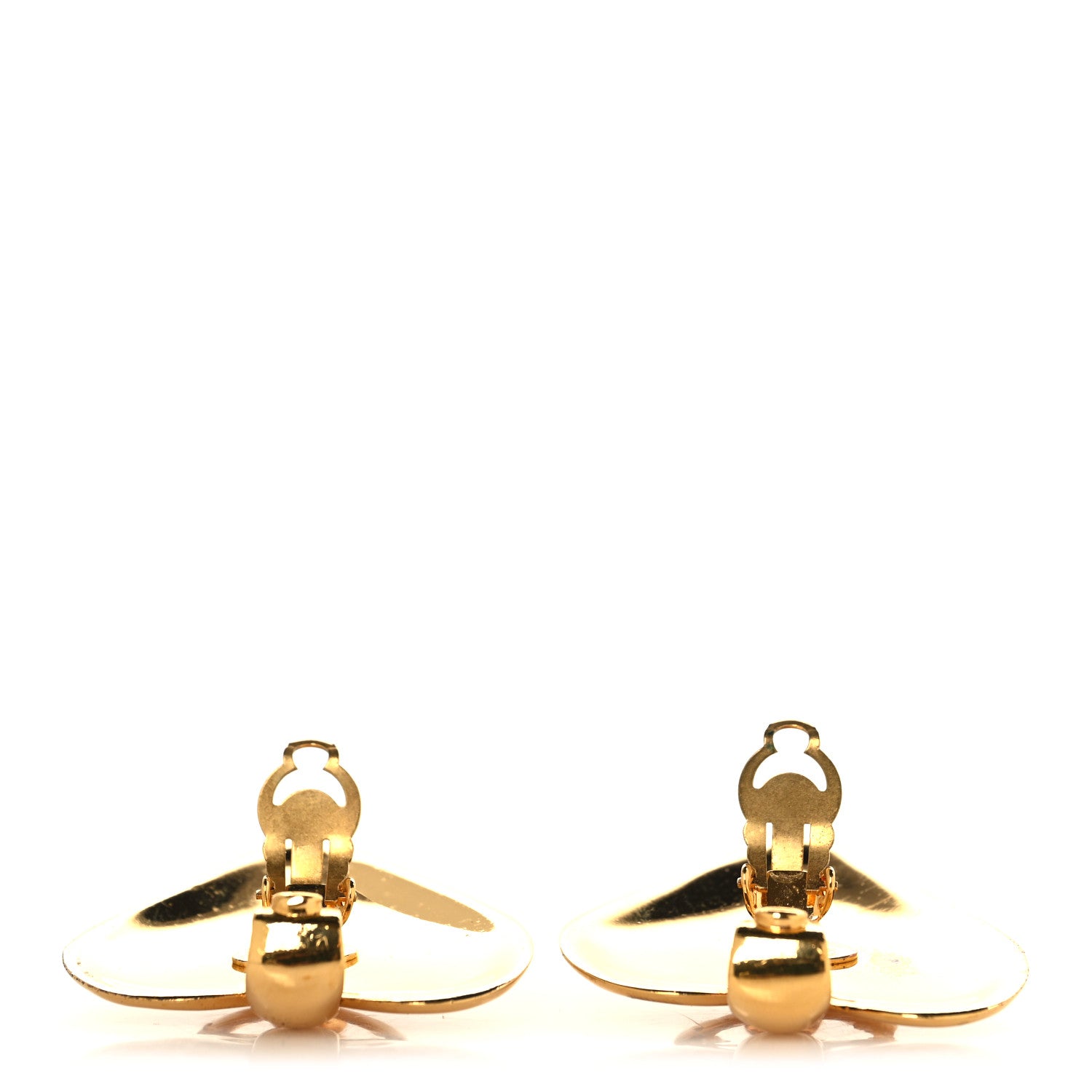 Chanel Metal CC Heart Drop Clip On Earrings Gold 3 of 4