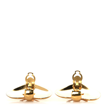 Chanel Metal CC Heart Drop Clip On Earrings Gold 3 of 4