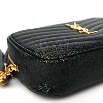 Saint Laurent Grain De Poudre Matelasse Monogram Mini Lou Camera Bag Black 9 of 10