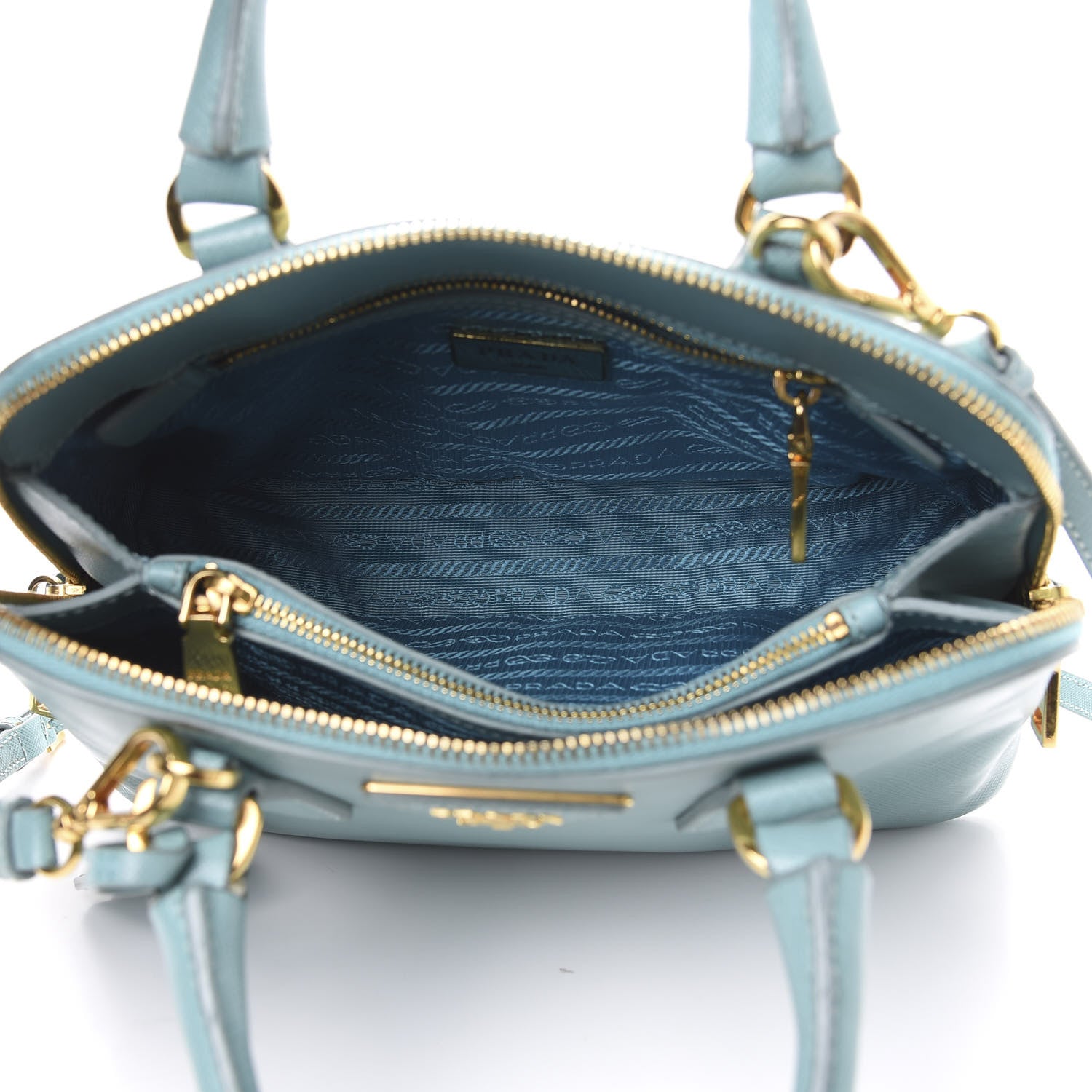 Prada Saffiano Mini Galleria Double Zip Tote Turchese 6 of 12