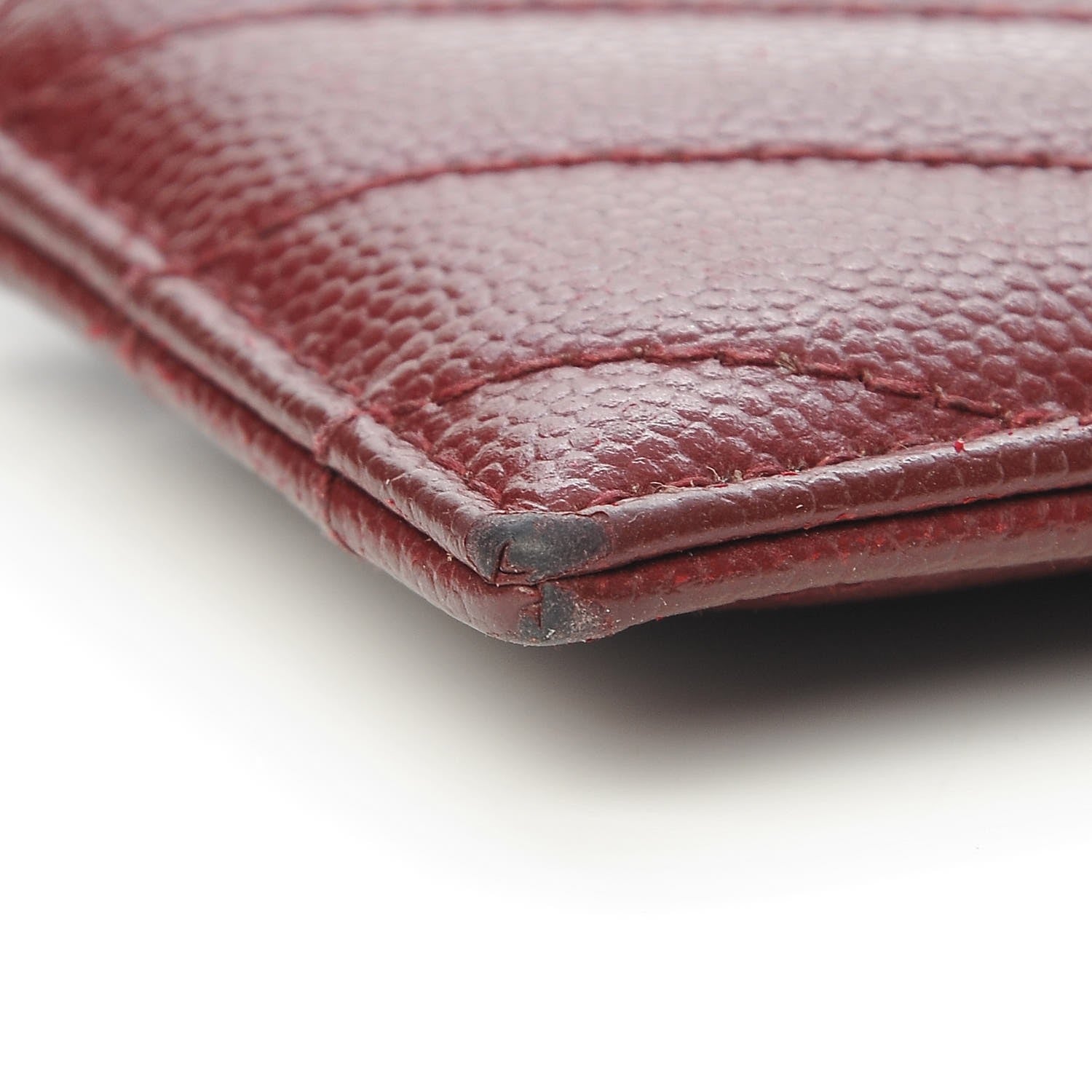 Saint Laurent Grain De Poudre Matelasse Chevron Monogram Credit Card Case Palissandre 9 of 13