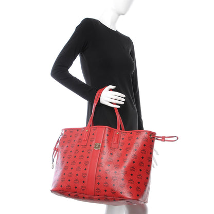 MCM Visetos Large Liz Reversible Shopper Tote Ruby Red 3 of 12