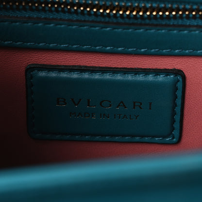 Bulgari Calfskin Serpenti Viper Top Handle Bag Blue Black 6 of 10