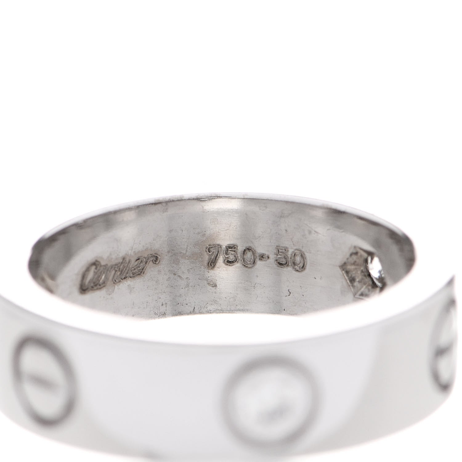 Cartier 18K White Gold 3 Diamond 5.5mm LOVE Ring 50 5.25 5 of 7