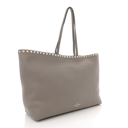 Valentino Garavani Grained Calfskin Small Rockstud Shoulder Tote Dove Gray 3 of 11