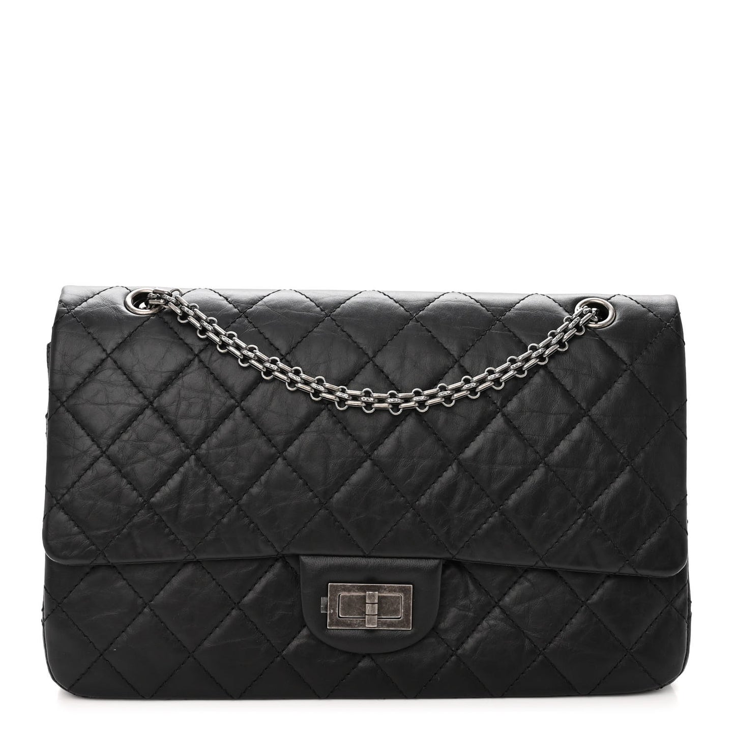 Aged Calfskin Quilted 2.55 Reissue 227 Flap Black