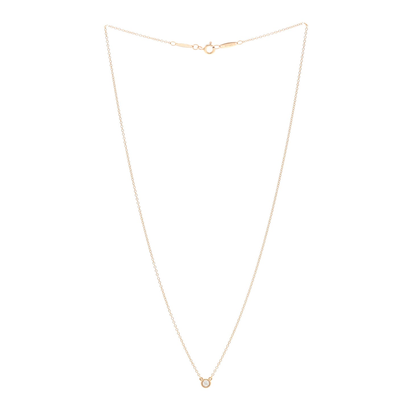 18K Rose Gold Diamond .07ct Elsa Peretti Diamonds by the Yard Pendant Necklace