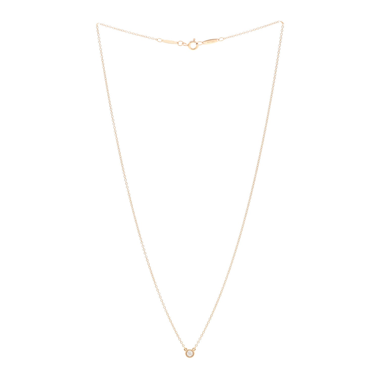 Tiffany 18K Rose Gold Diamond .07ct Elsa Peretti Diamonds by the Yard Pendant Necklace 3 of 5