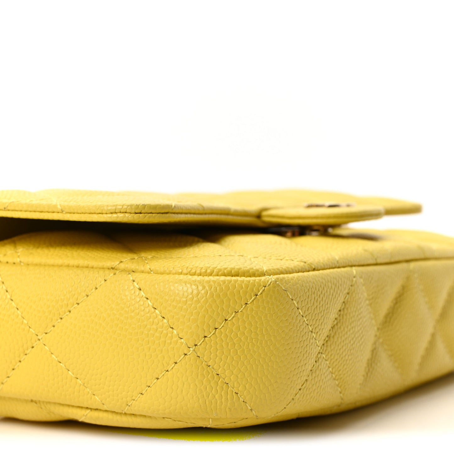 Lambskin Quilted Flap Phone Holder With Chain Yellow