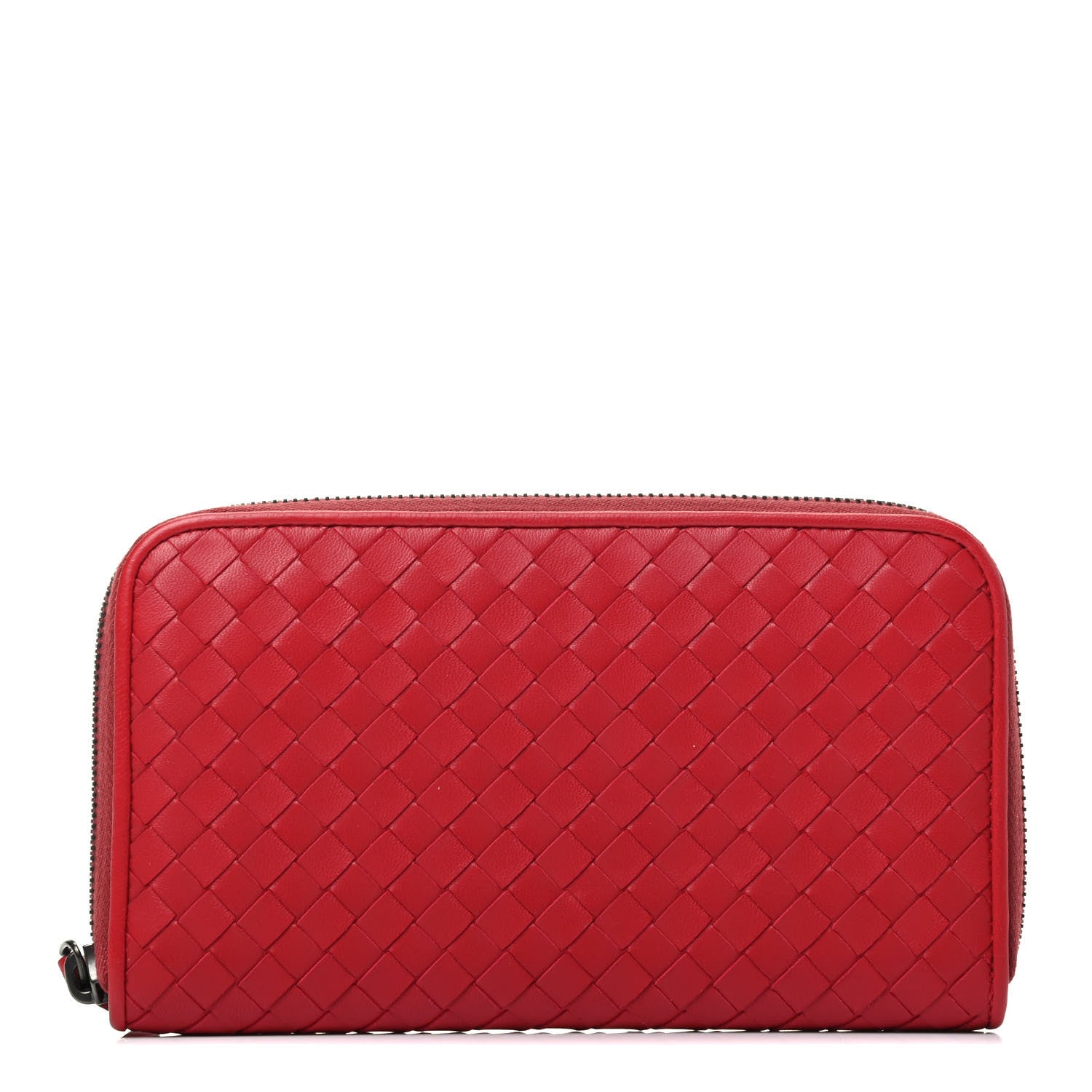 Bottega Veneta Nappa Intrecciato Zip Around Wallet China Red 1 of 8