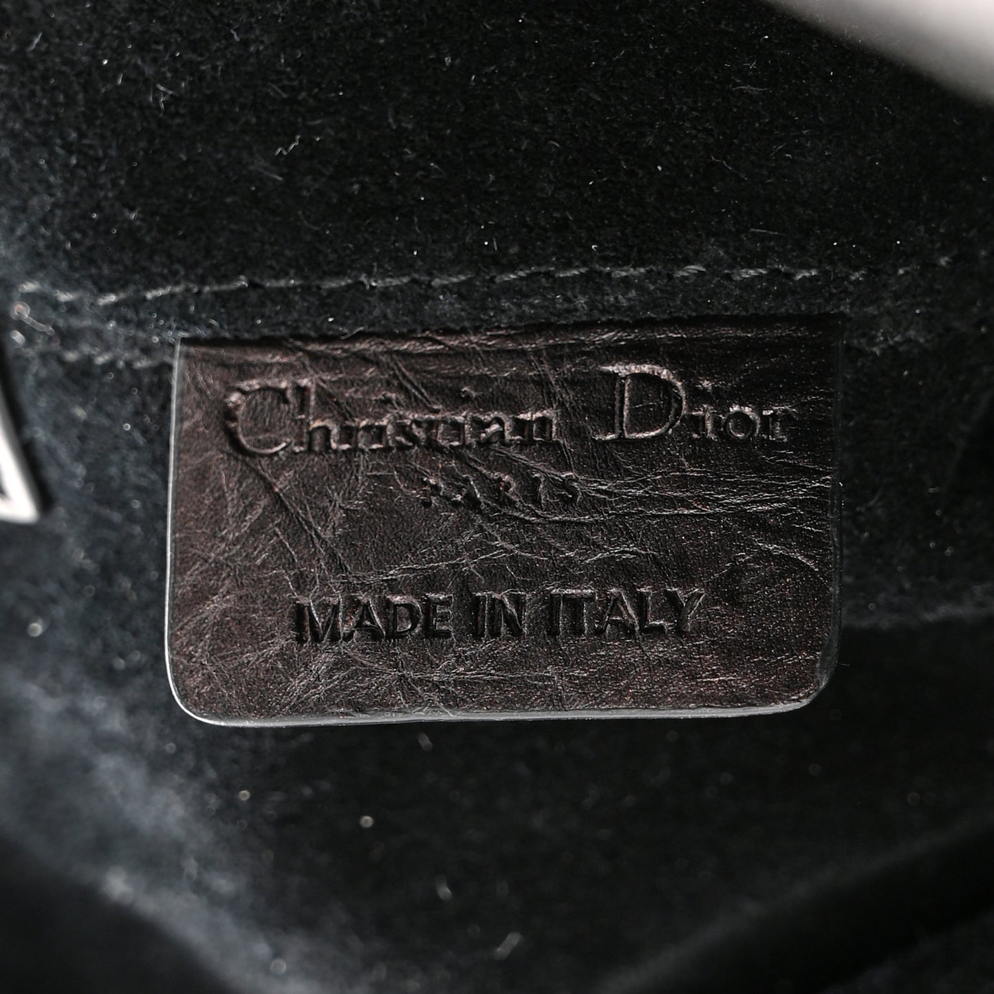 Crinkled Calfskin Cannage Medium Dior Tojours Bag Black