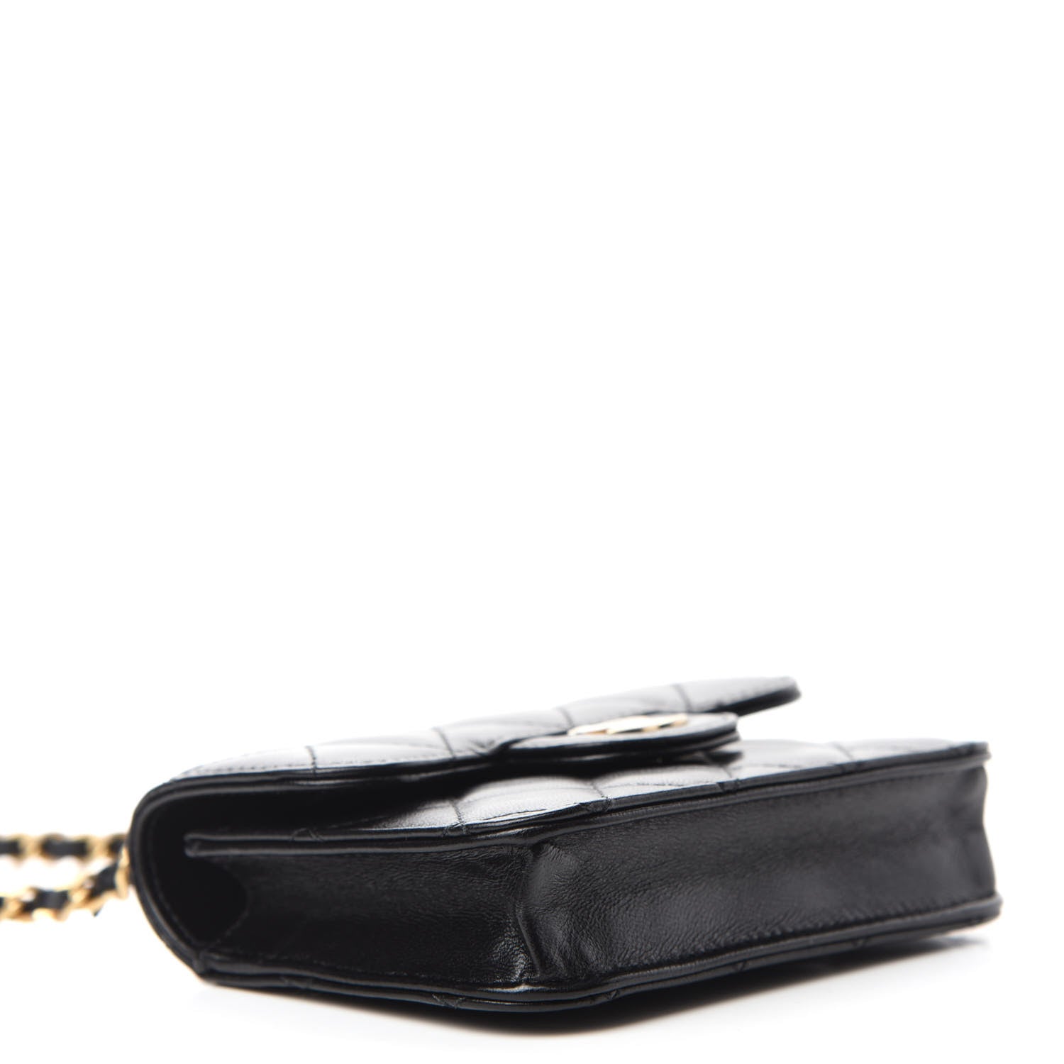 Chanel Lambskin Quilted Top Handle Flap Coin Purse With Chain Black 4 of 12