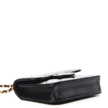 Chanel Lambskin Quilted Top Handle Flap Coin Purse With Chain Black 4 of 12