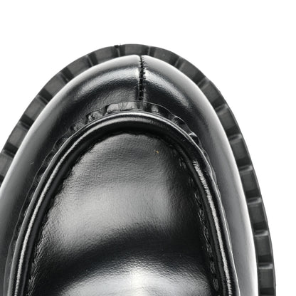 Prada Spazzolato Metal Triangle Logo 50mm Loafers 38 Black 10 of 12