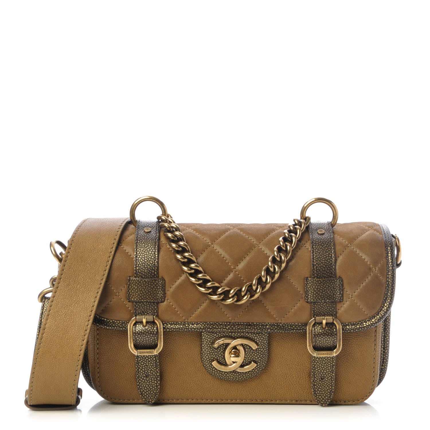 Chanel Iridescent Calfskin Back To School Messenger Flap Dark Gold 1 of 9