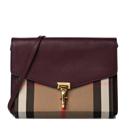 Burberry Derby Calfskin House Check Small Macken Crossbody Bag Mahogany Red 1 of 9