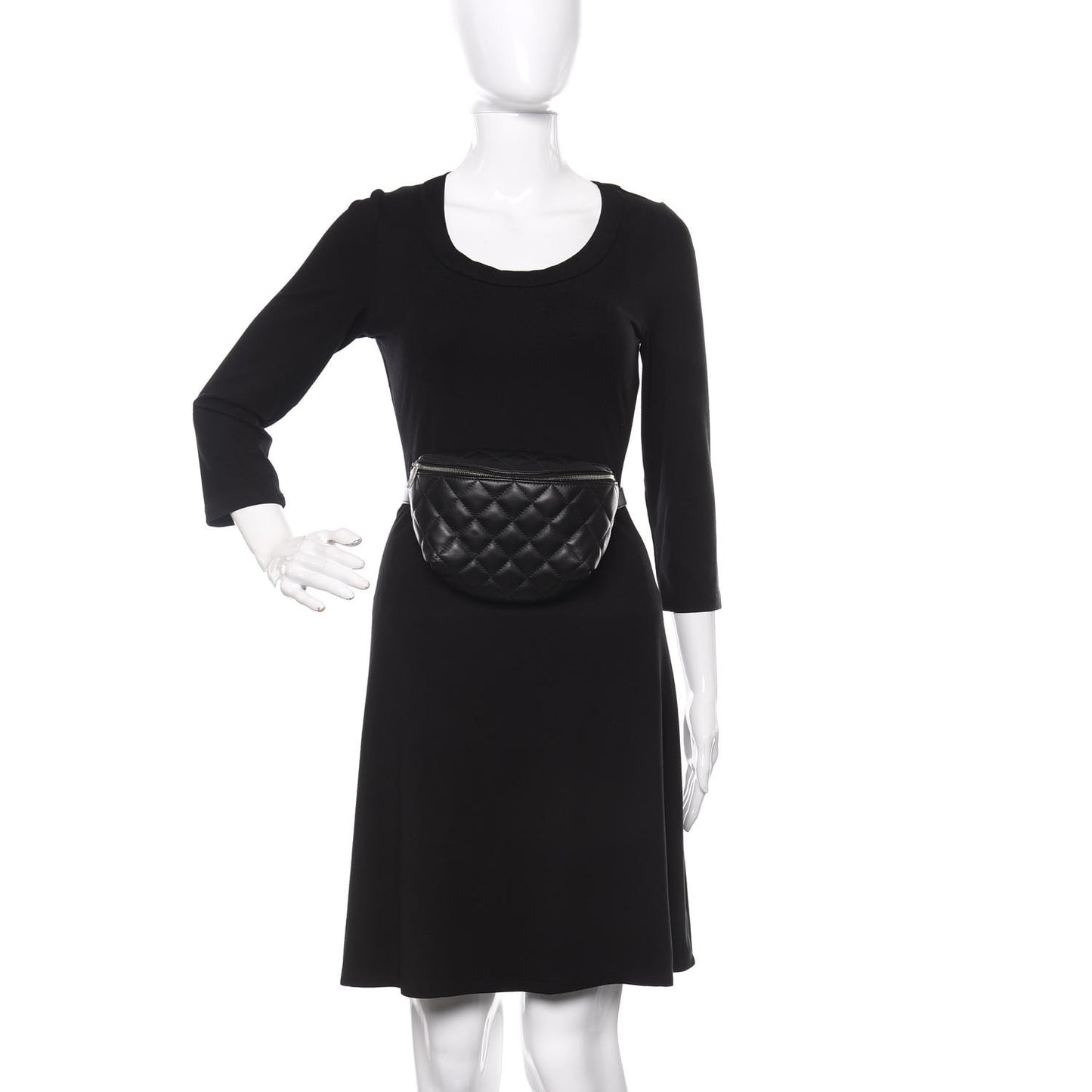 Calfskin Quilted Waist Belt Bag Black