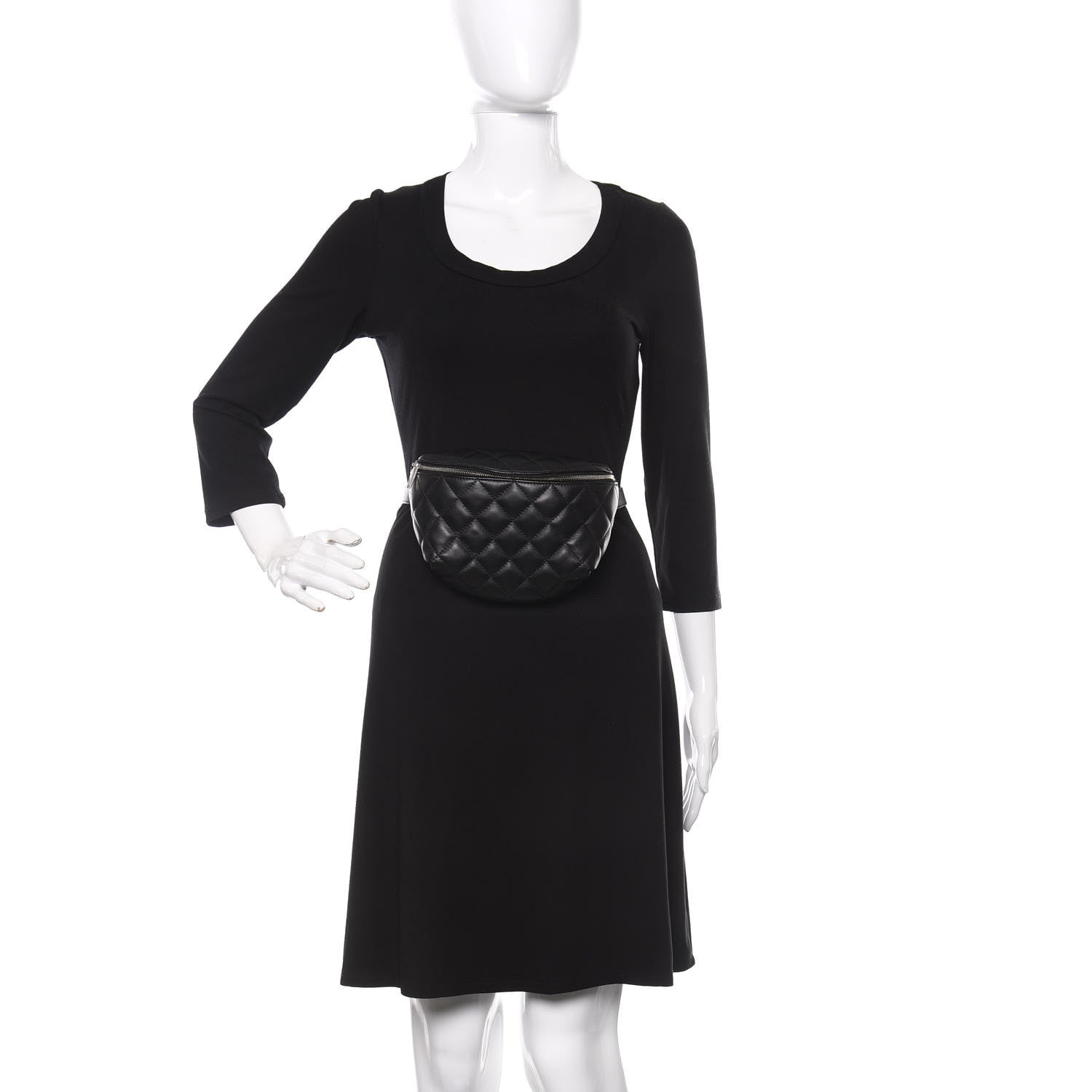 Chanel Calfskin Quilted Waist Belt Bag Black 2 of 9