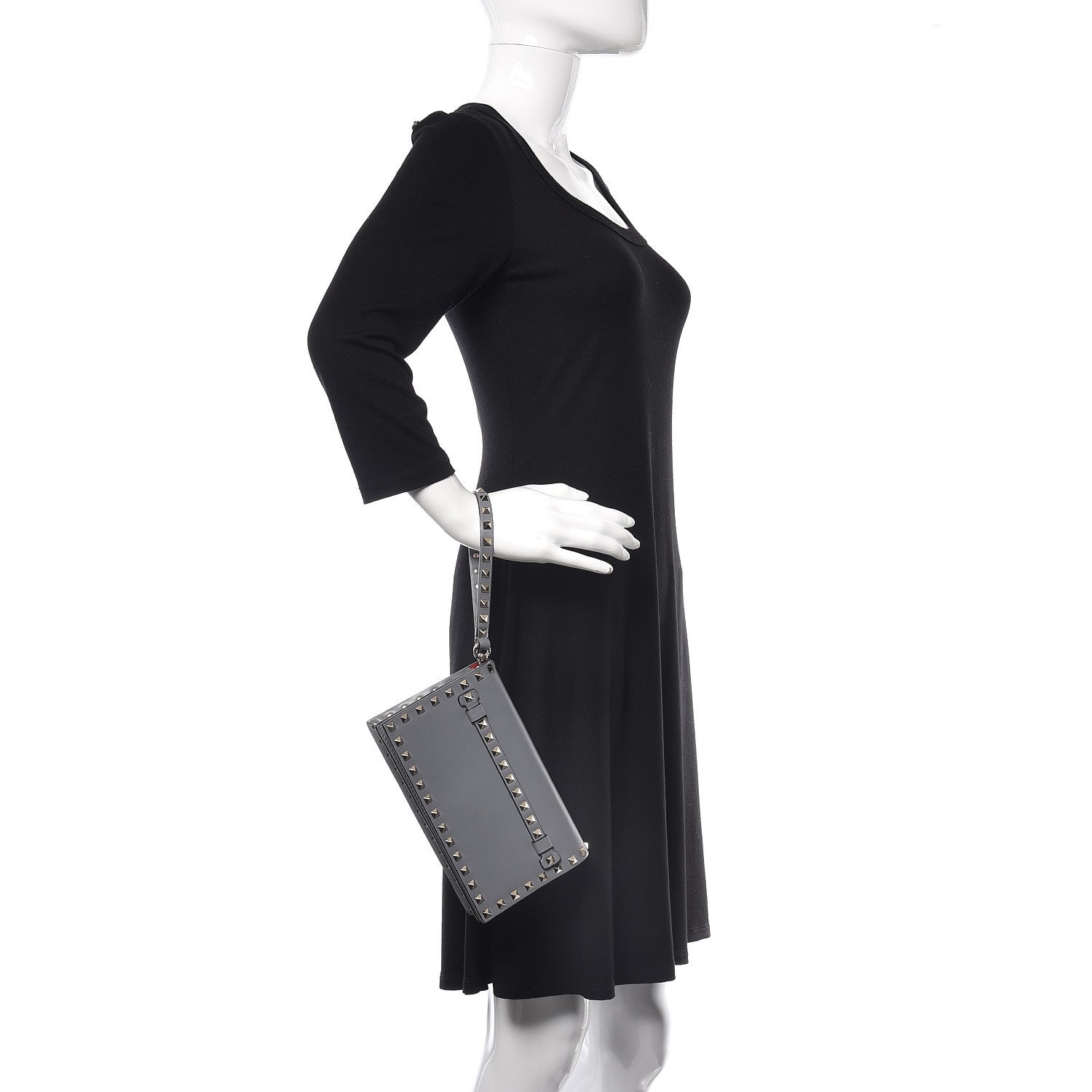 Valentino Garavani Nappa Small Rockstud Wristlet Clutch Light Stone 2 of 8