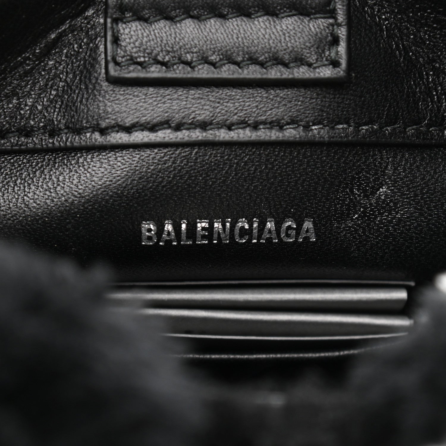 Balenciaga Faux Fur Diagonal Logo Everyday Phone Holder Tote Black White 6 of 9