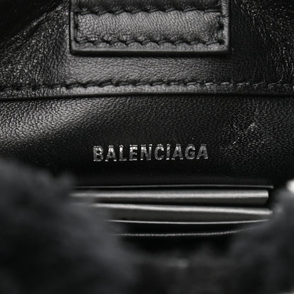 Balenciaga Faux Fur Diagonal Logo Everyday Phone Holder Tote Black White 6 of 9