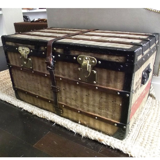 Antique Striped Steamer Trunk