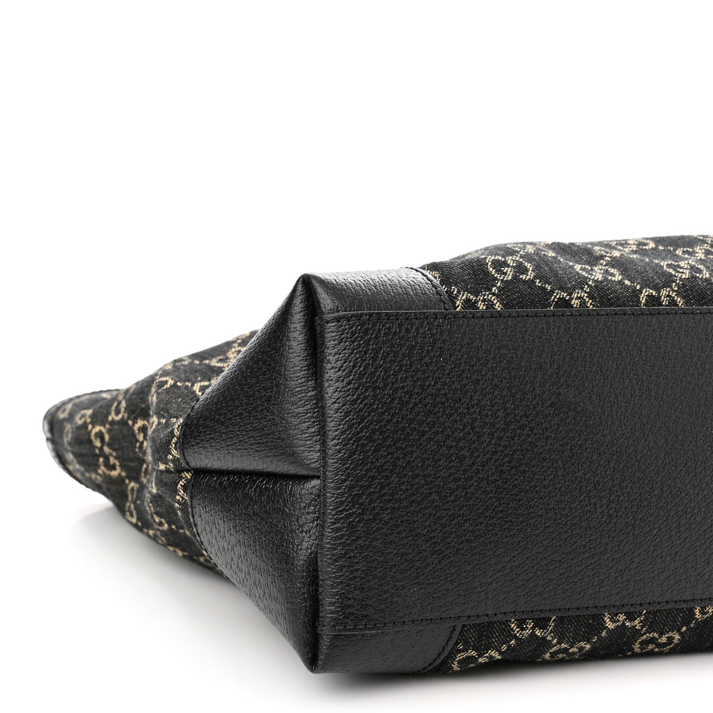 Jacquard Black Denim GG Monogram Medium Ophidia Shopping Tote Black Ivory