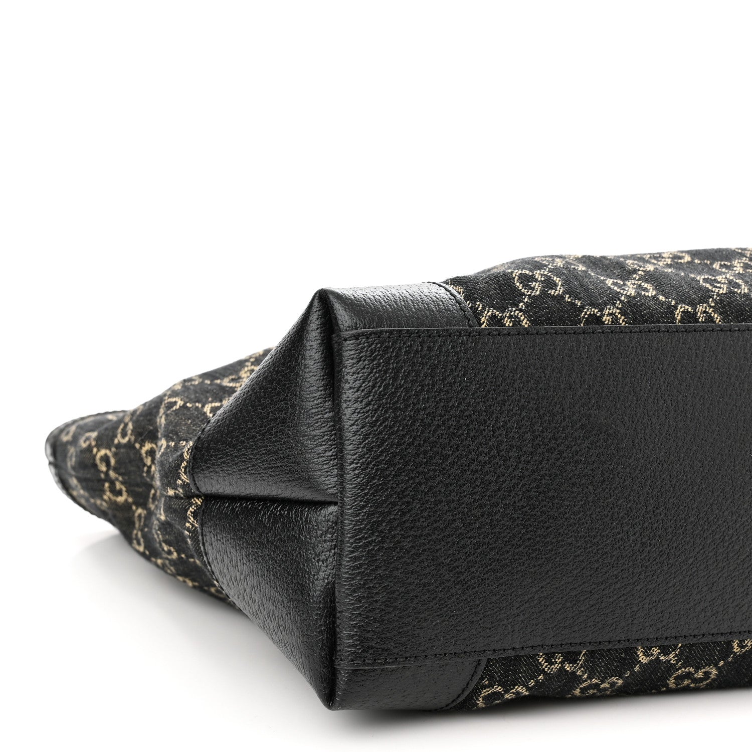 Gucci Jacquard Black Denim GG Monogram Medium Ophidia Shopping Tote Black Ivory 9 of 13