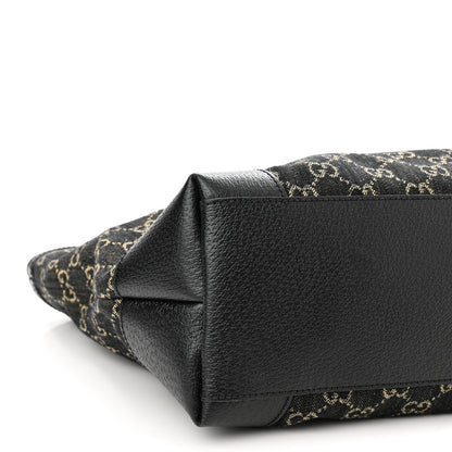 Gucci Jacquard Black Denim GG Monogram Medium Ophidia Shopping Tote Black Ivory 9 of 13