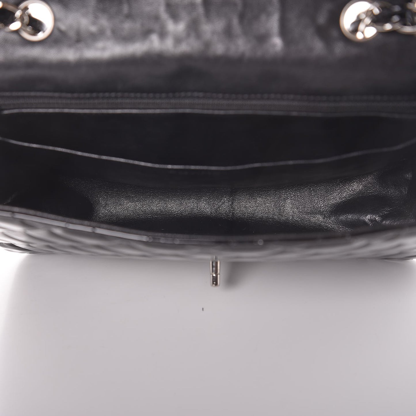 Patent Quilted Jumbo Single Flap Black